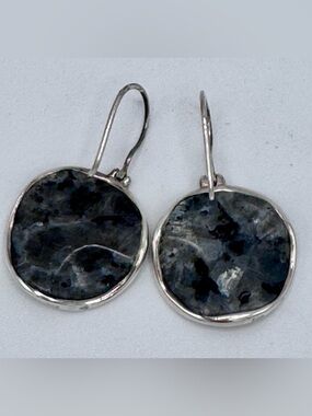 Silpada Round Wavy Sterling Silver 925 Feldspar Stone Dangle Earrings W1876
